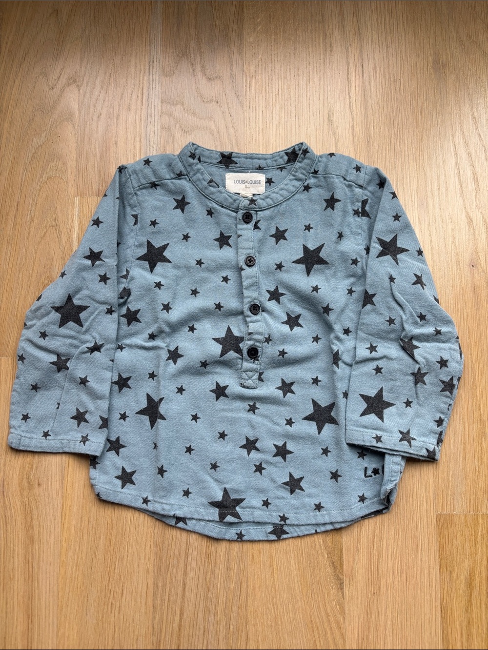 Louise Louise Blue Star Henley Long-Sleeve Tee for Kids